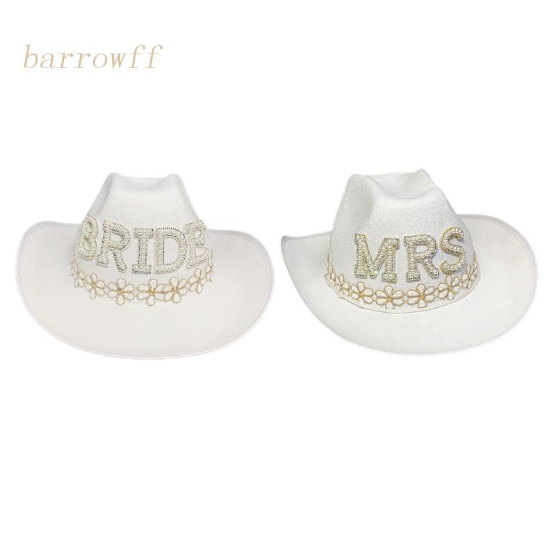 Brroa Mũ Fedora Đính Đá Chữ BRIDE / MRS Lấp Lánh Phong Cách Phương Tây Cho Cô Dâu / Chụp Ảnh