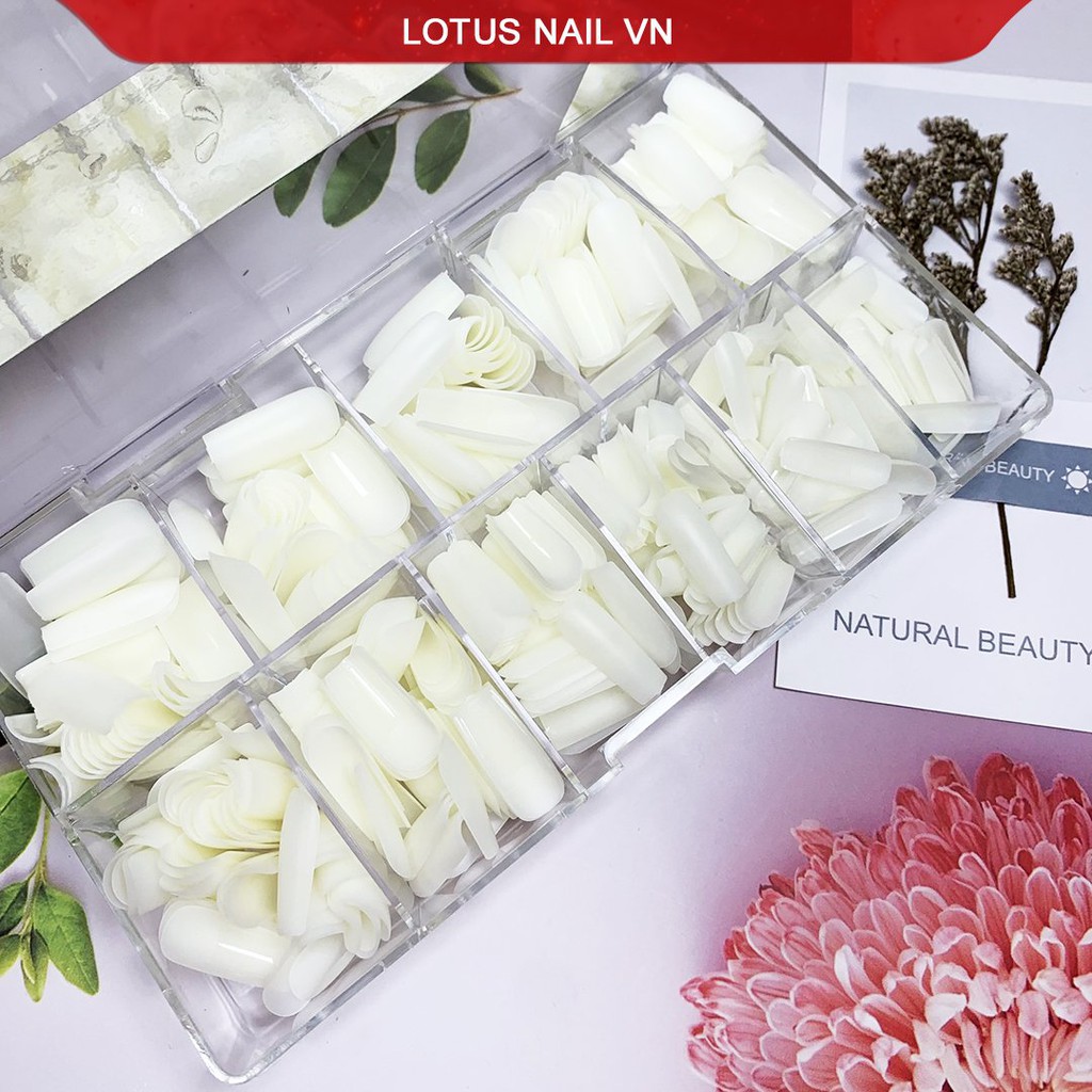 Móng úp vuông nhám sẵn Lotus, chuẩn phom, đủ size từ 0-9 không cần phao nhám bề mặt