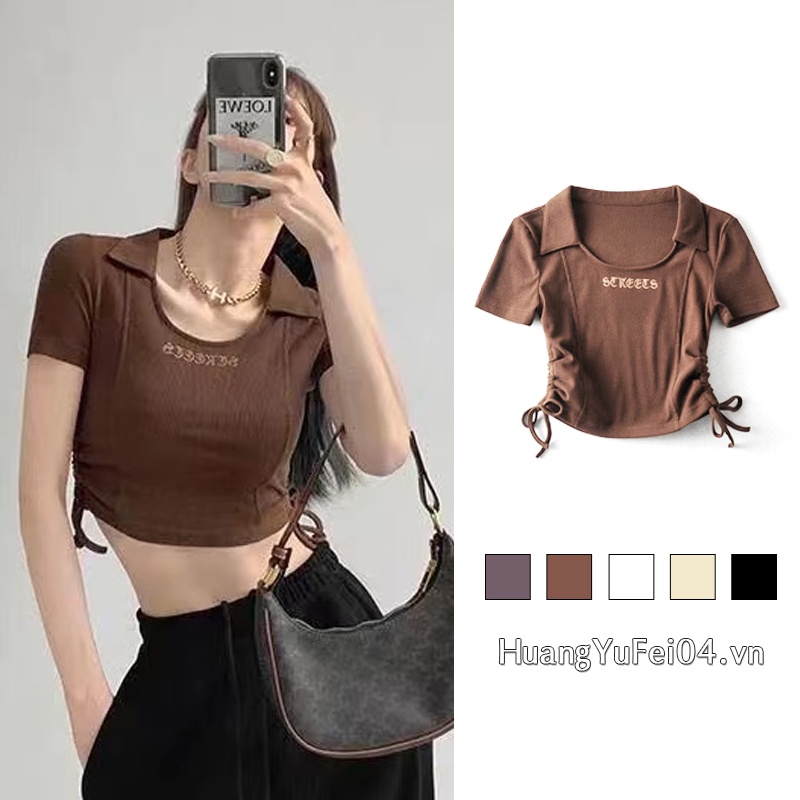 Áo Croptop Ngắn Tay Thiết Kế Mới Thời Trang Mùa Hè Dành Cho Nữ