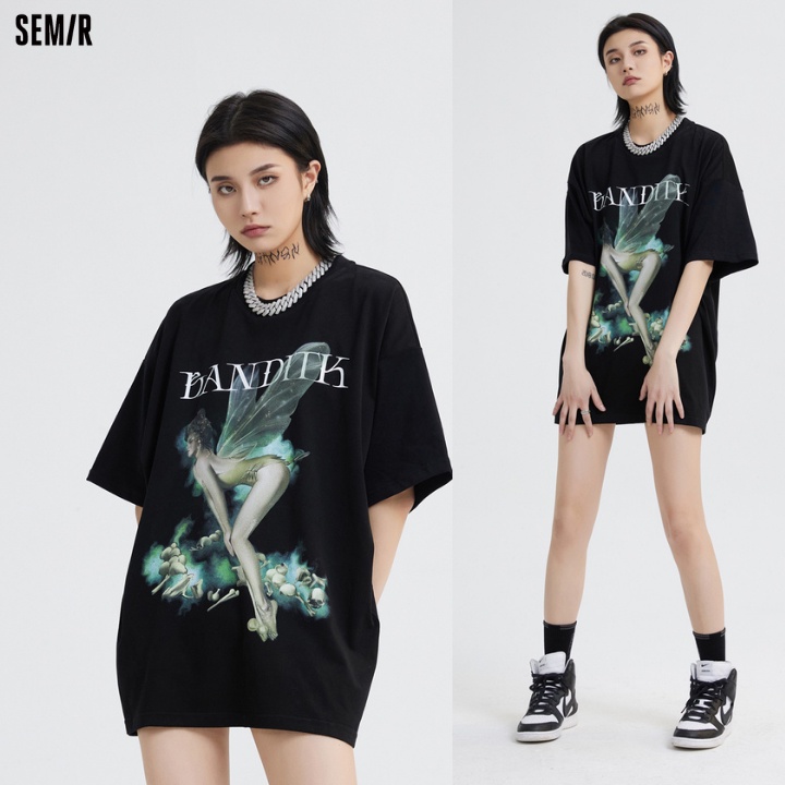 áo form rộng nam nữ thiên thần vải cotton không xù, áo phông tay lỡ angle by Semir