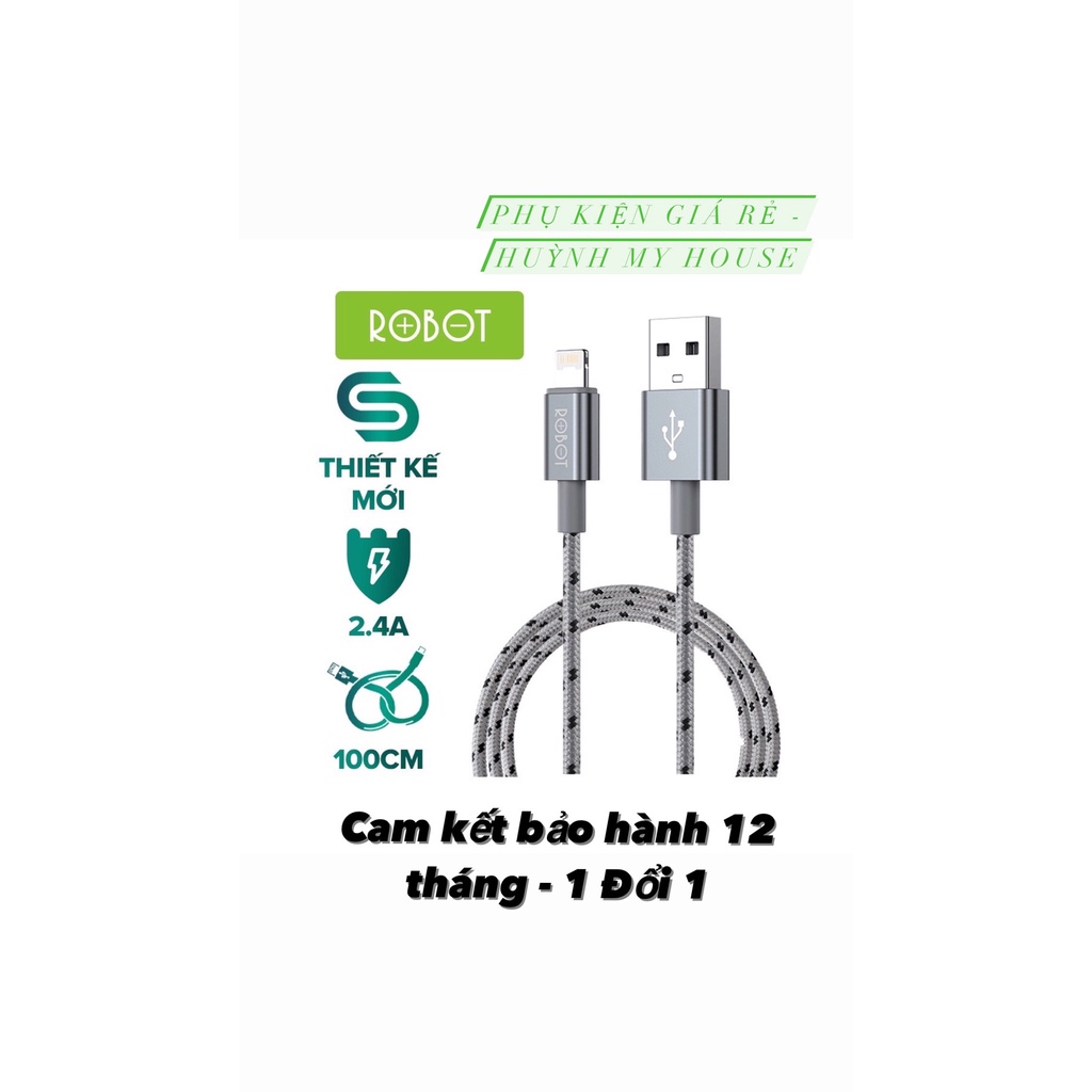 Cáp Sạc Nhanh Cổng Dành Cho ip/tablet táo ROBOT RCL100 Dây Dù Chiều Dài 1m