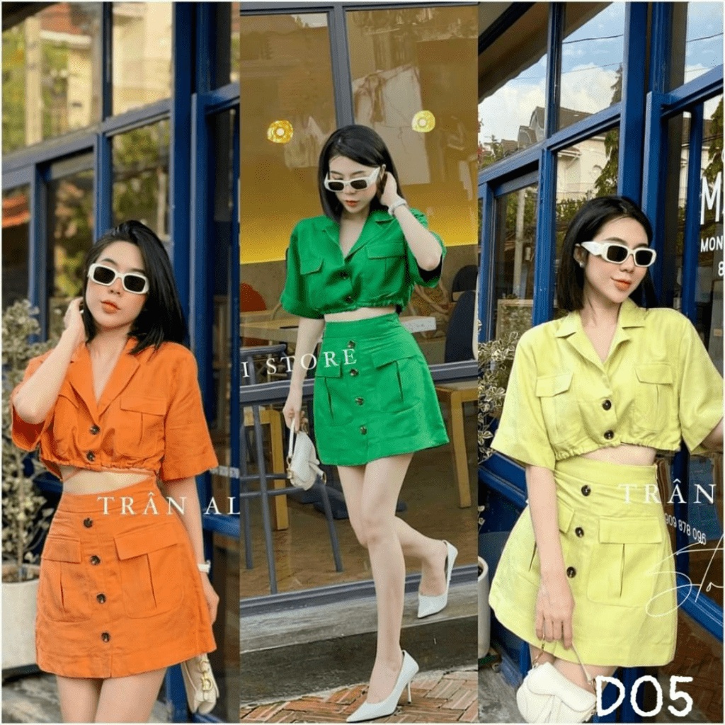 (MẪU MỚI) HÀNG HOT SÉT SIU CHÂN VÁY PHỐI NÚT TRẺ TRUNG CÁ TÍNH NĂNG ĐỘNG DD HHP FASHION