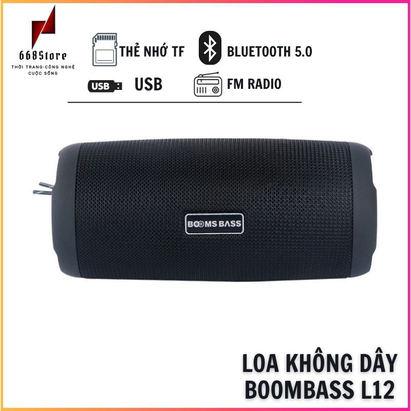 Loa Bluetooth 5.0 BOMBASS L12, Loa không dây đa năng âm bass đỉnh hỗ trợ usb và khe cắm thẻ nhớ