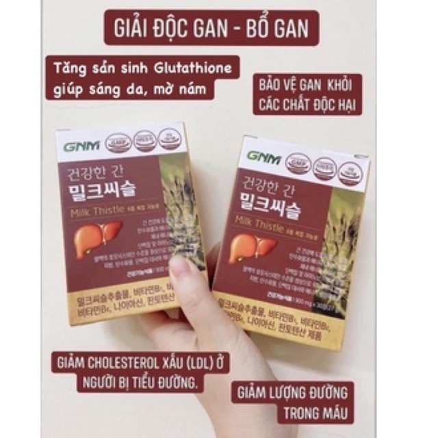Viên uống Thải độc Gan, Sáng da GNM Natural Milk Thistle Bổ gan Thải độc Gan