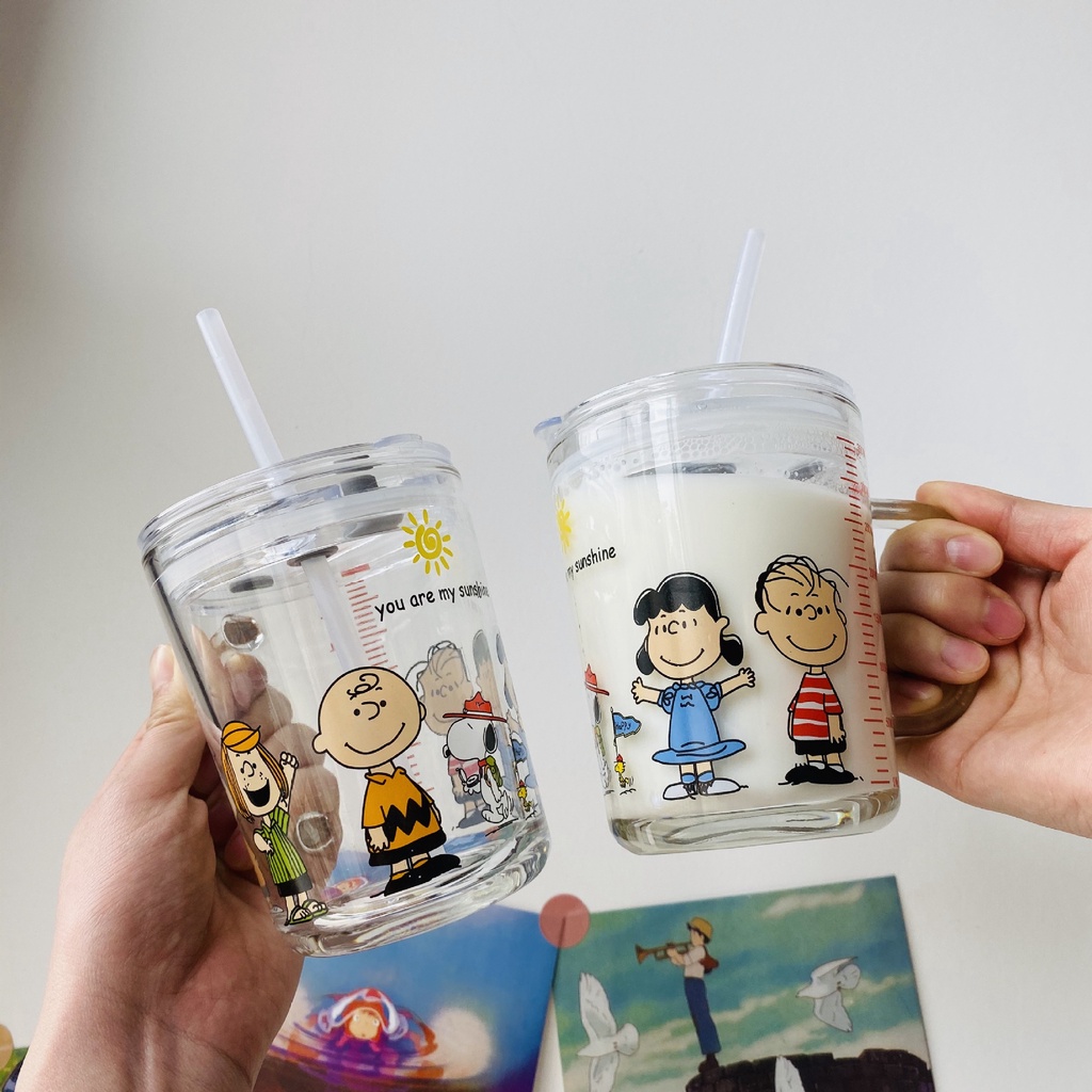 Cốc, Ly Thủy Tinh Uống Trà Cafe Snoopy You are my Sunshine