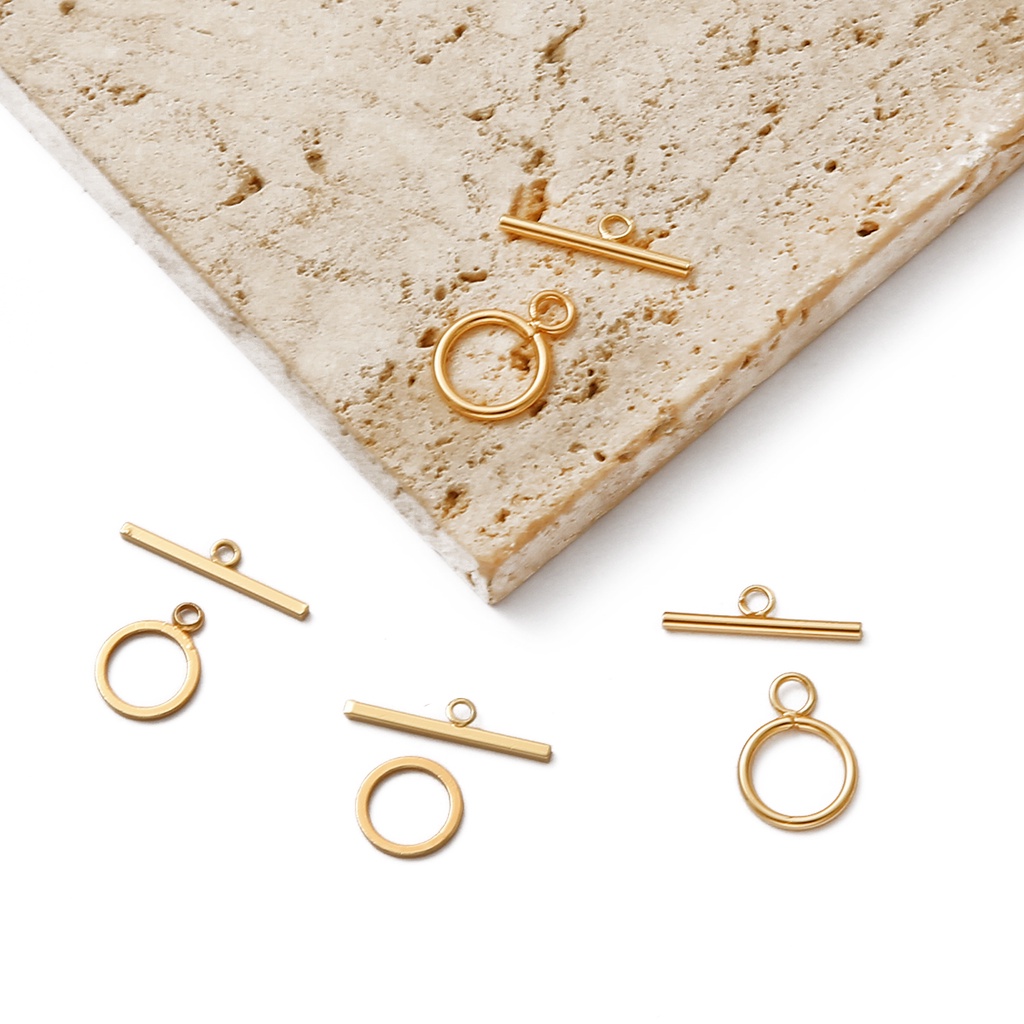 Phụ Kiện Khóa Tròn / Vuông Mạ Vàng 18k Dùng Làm Trang Sức Thời Trang DIY