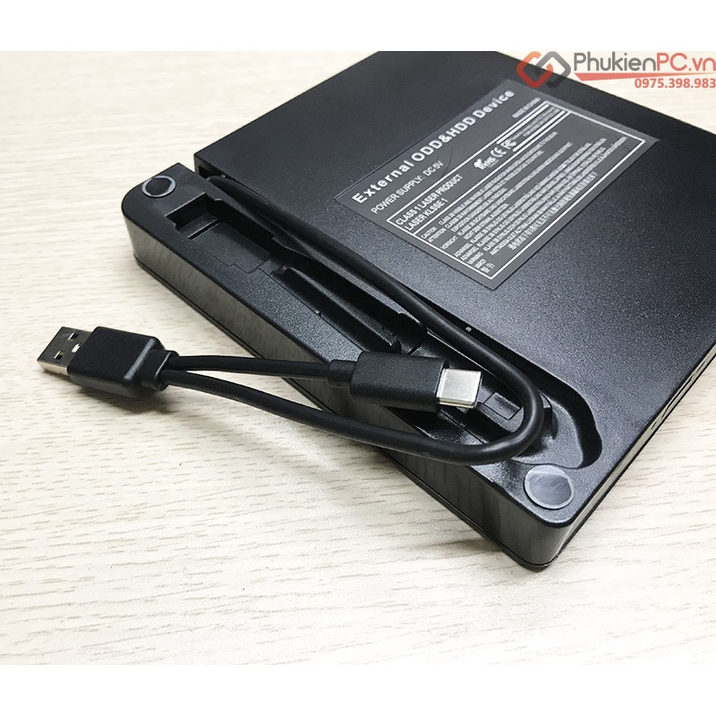 Ổ đĩa quang CD/DVD-RW cắm ngoài cho Macbook,laptop,PC chân USB 3.0 và Type-C tiện dụng