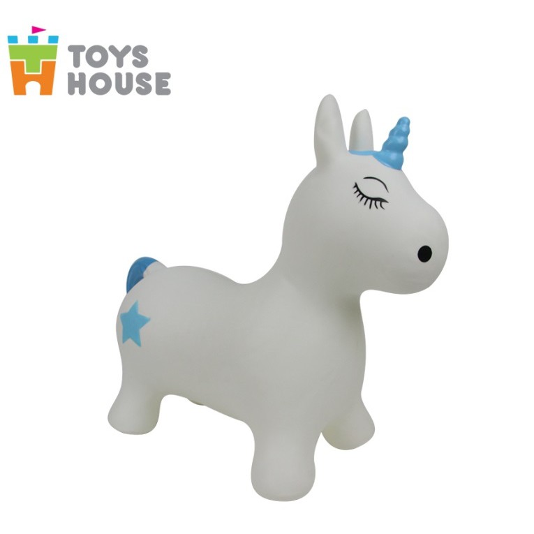 Thú nhún bơm hơi hình kỳ lân màu trắng Toys House - TH619-PA349