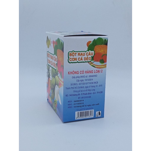 1 HỘP BỘT RAU CÂU CON CÁ DẺO LOẠI 1