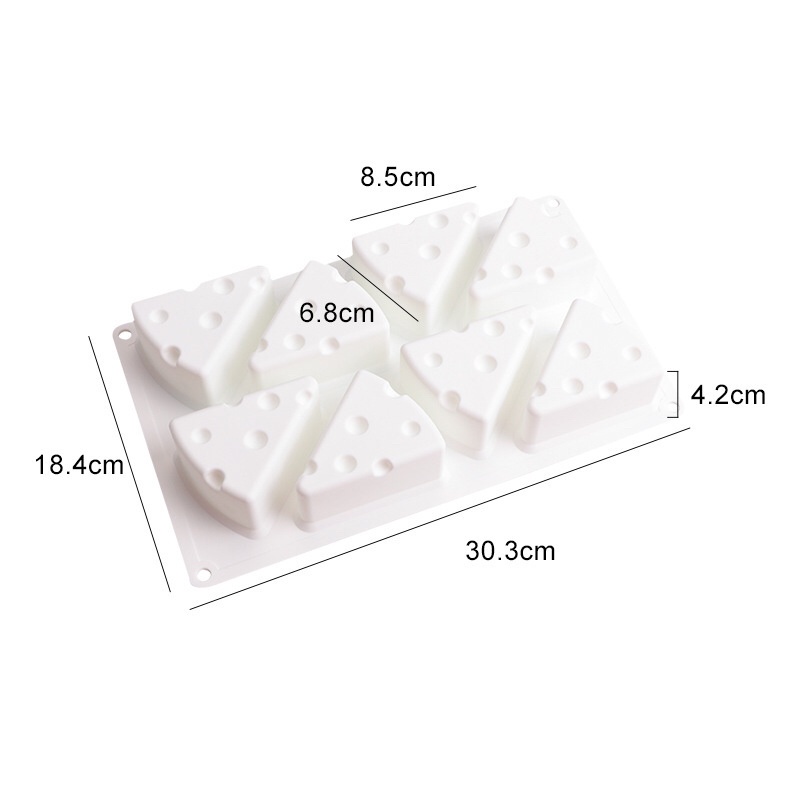 Khuôn silicon 8 ngăn hình phô mai làm bánh Diy tiện dụng