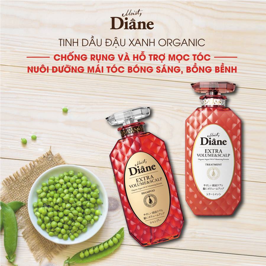 Dầu Gội Dầu Xả dành cho tóc mỏng, rụng nhiều và nhiều gàu Moist Diane Extra Volume &amp; Scalp 450ml chính hãng nhật bản