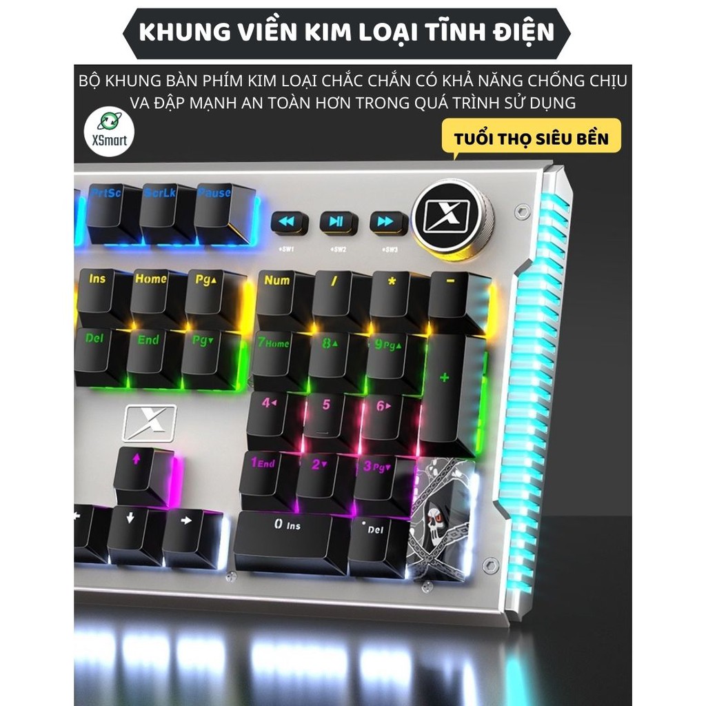 Bàn phím cơ gaming cao cấp K968 keycap siêu xịn, có hơn 20 chế độ LED, blue switch gõ cực đã chiến mọi tựa game