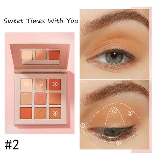 Bảng phấn mắt 9 màu lì/nhũ sáng bóng trang điểm tông màu nude kháng nước