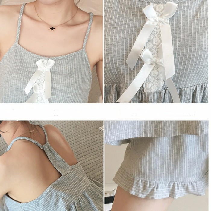 Bộ mặc nhà 2 dây cao cấp 100% Cotton hàng Quảng Châu / Áo 2 dây , váy ngủ cao cấp