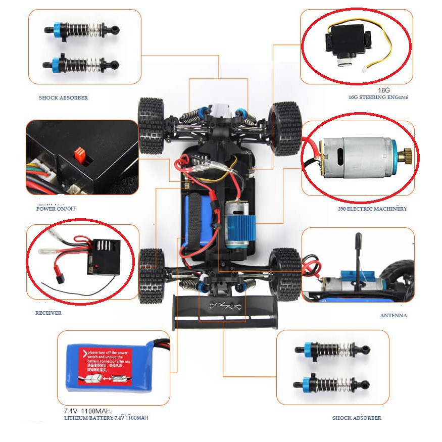 [RUBYRC] Động cơ servo bánh răng tx rx dành cho ô tô điều khiển từ xa wltoys a959