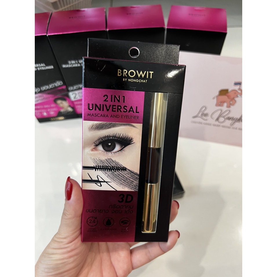 Mascara &amp; Eyeliner 2 Đầu Browit by Nongchat Giúp Dưỡng Mi Dài, Cong Mi Hàng Thái Lan Chính Hãng