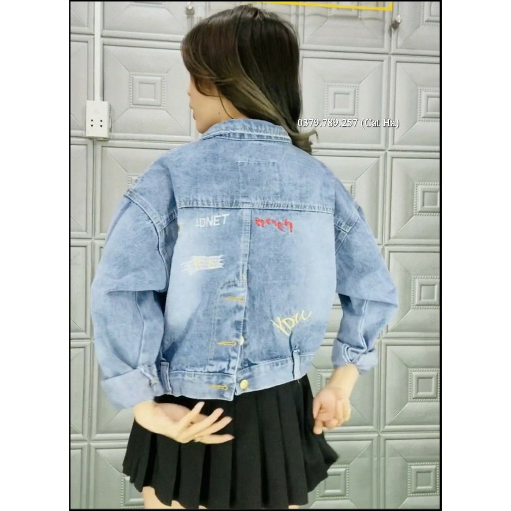 Aó khoác jean nữ xám xanh form dưới 58Kg To Number BB10