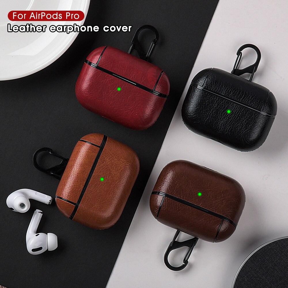 Vỏ bảo vệ hộp sạc tai nghe bằng da PU có khóa chống thất lạc thích hợp cho Airpods 3 Pro 2 1 3