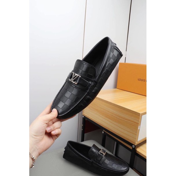 free ship Giầy lười mọi Da LVvv sắt trắng nammm