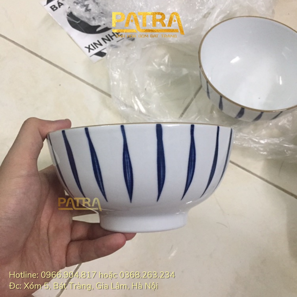 Bát tô sứ họa tiết kẻ trúc dày dặn sắc nét - bát tô nhiều mẫu lựa chọn