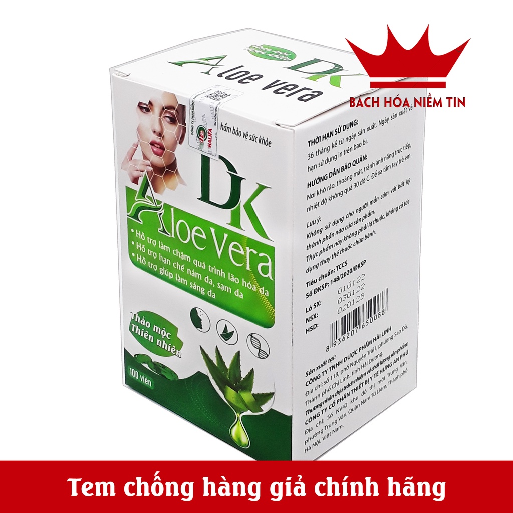 Viên Uống Đẹp Da DK Aloe Vera với thành phần Lô Hội, mầm đậu nành – Hỗ trợ giảm nám da, tàn nhang