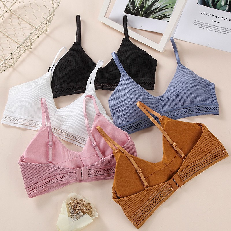 Áo Bralette họa tiết Plaid áo lót ngực cotton mềm không gọng mút mỏng cài sau có dây điều chỉnh | BigBuy360 - bigbuy360.vn