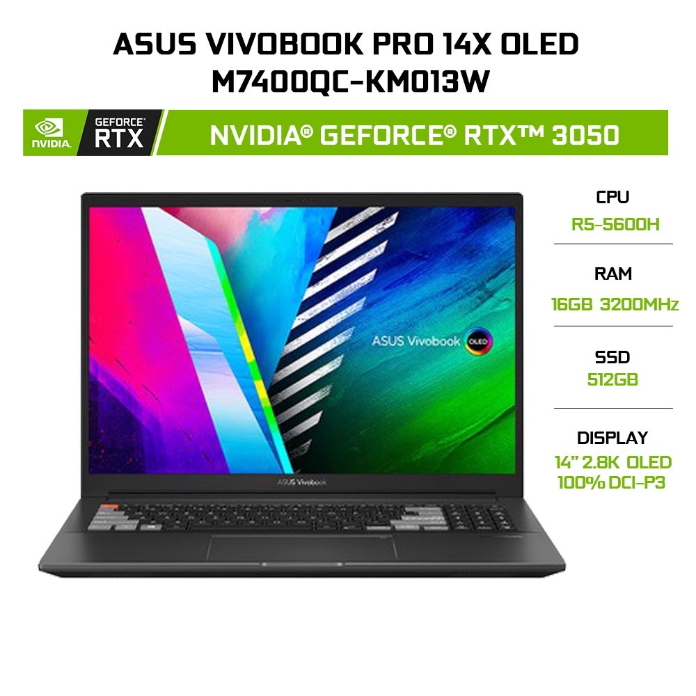 Laptop ASUS VivoBook Pro 14X OLED M7400QC-KM013W R5-5600H |GeForce®RTX™ 3050 4GB | W11
