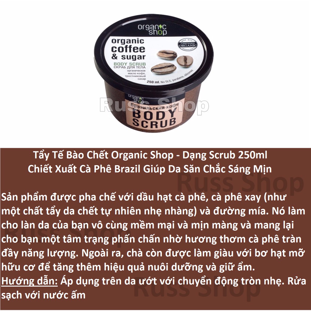 Tẩy Tế Bào Chết Cơ Thể Organic Shop Các Loại