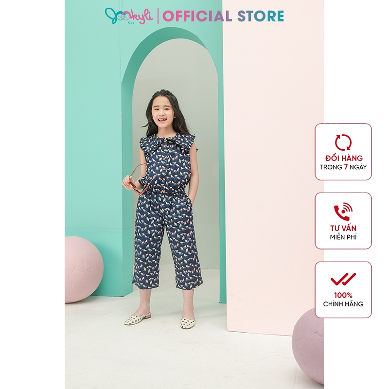 Bộ Jumpsuit JOOKYLI bé gái họa tiết xanh 95G0903