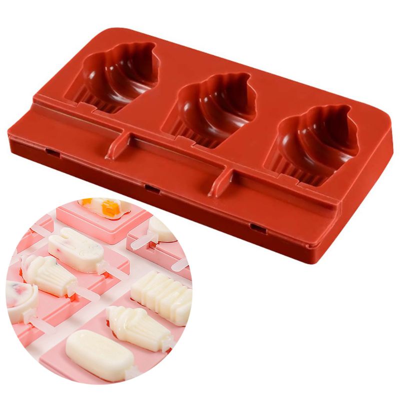 Khuôn Silicone Làm Kem 3 Ngăn Tiện Lợi