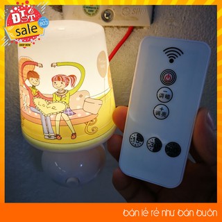 Đèn ngủ trẻ em điều khiển từ xa điều chỉnh độ sáng có hẹn giờ  cắm trực tiếp điện 220V ánh sáng ấm