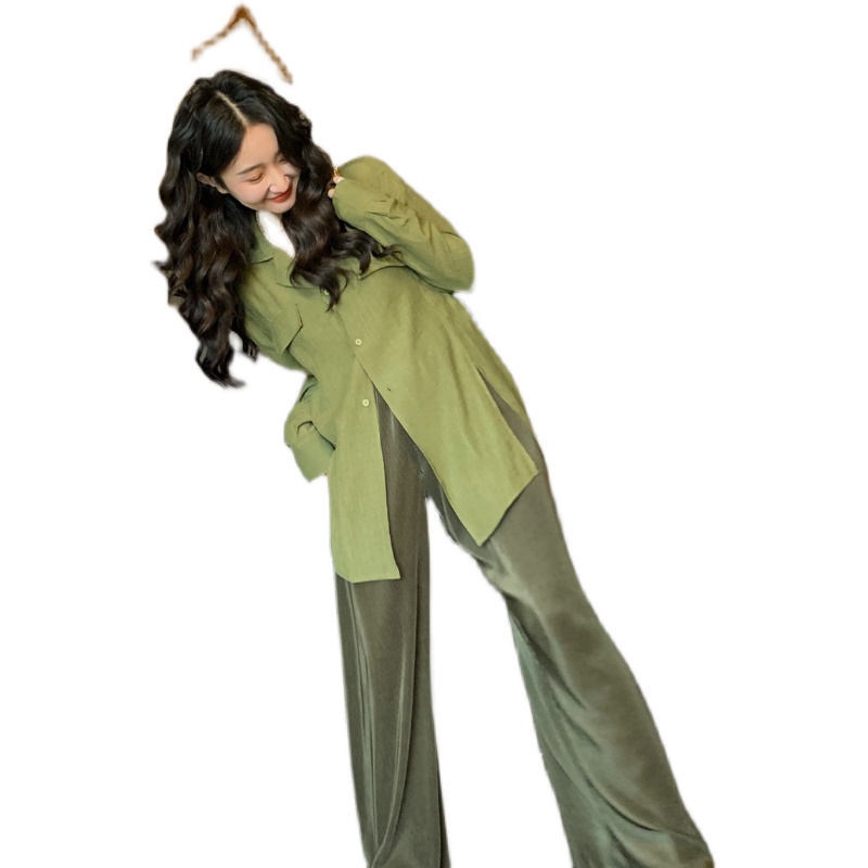 Áo Sơ Mi Tay Dài Thiết Kế Xẻ Tà Thời Trang Cho Nữ