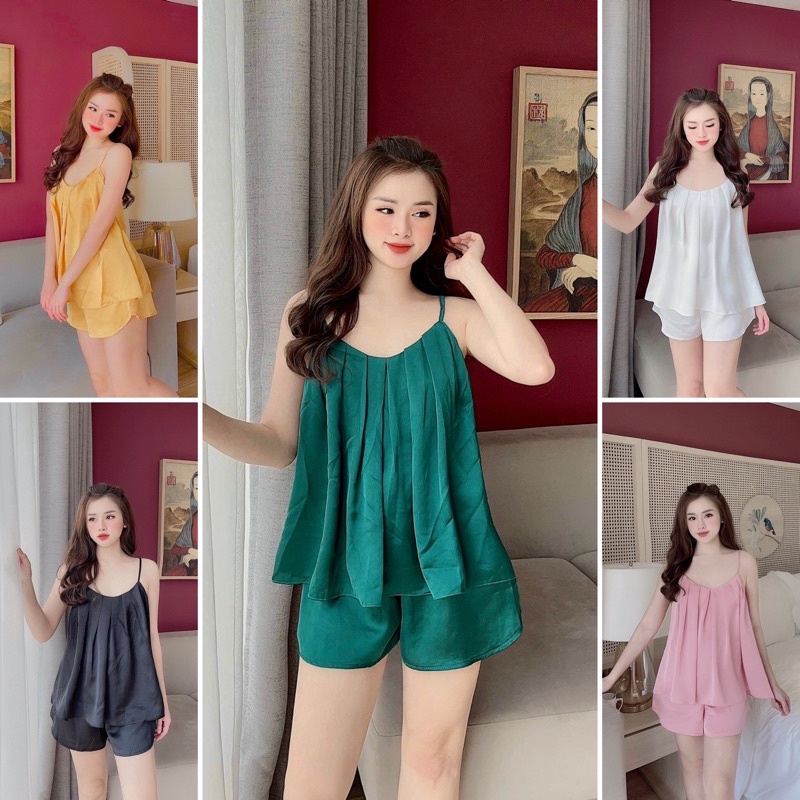 Bộ 2 Dây, Bộ đồ pizama mặc nhà Lụa Mango cao cấp