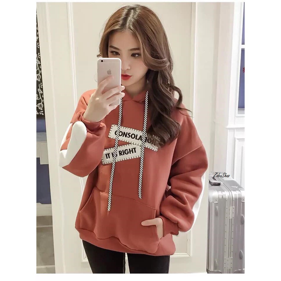 Áo Khoác Nữ Áo Hoodie Nỉ Ngoại Consolation Có Mũ Nữ Form Rộng 3 Size