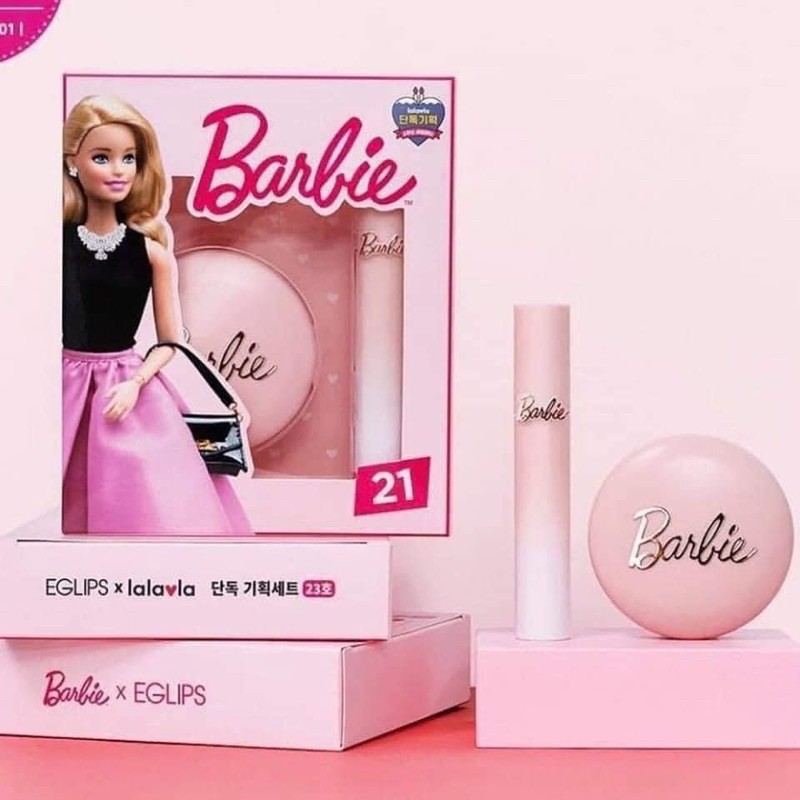 Set Phấn Phủ &amp; Son Kem Eglips Barbie