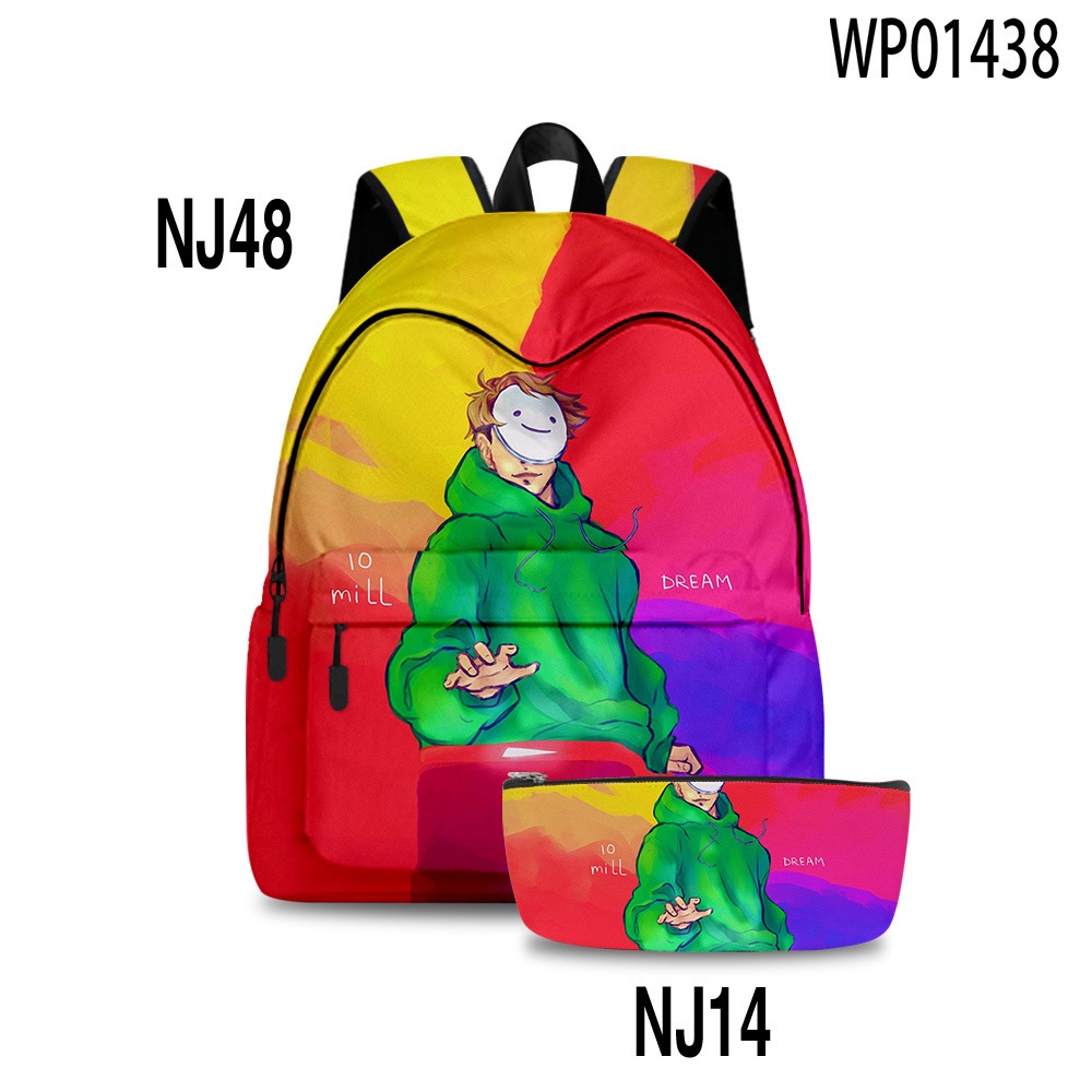 Set Ba Lô Đi Học + Hộp Bút Họa Tiết Minecraft 3D Dễ Thương Cho Bé