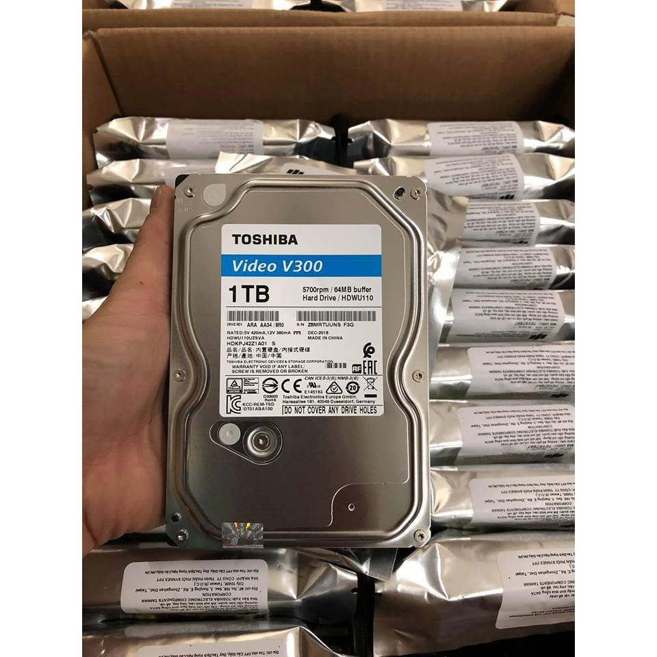 Ổ cứng HDD Toshiba 1Tb 2Tb VideoStream V300 series (64MB) 5700rpm SATA3 HDWU120UZSVA - Hàng Chính Hãng