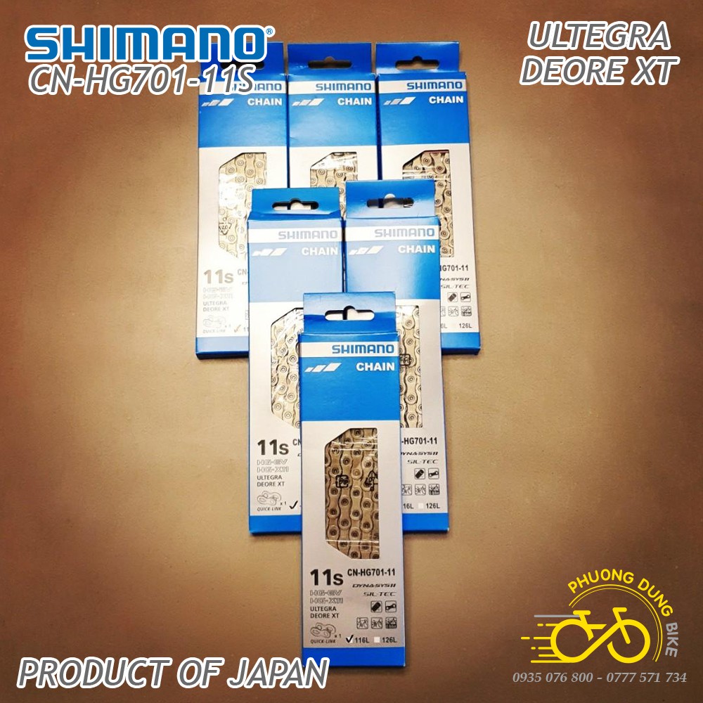 Xích sên xe đạp SHIMANO CN-HG701 116L 11 Speed - Fullbox Hàng Chính Hãng