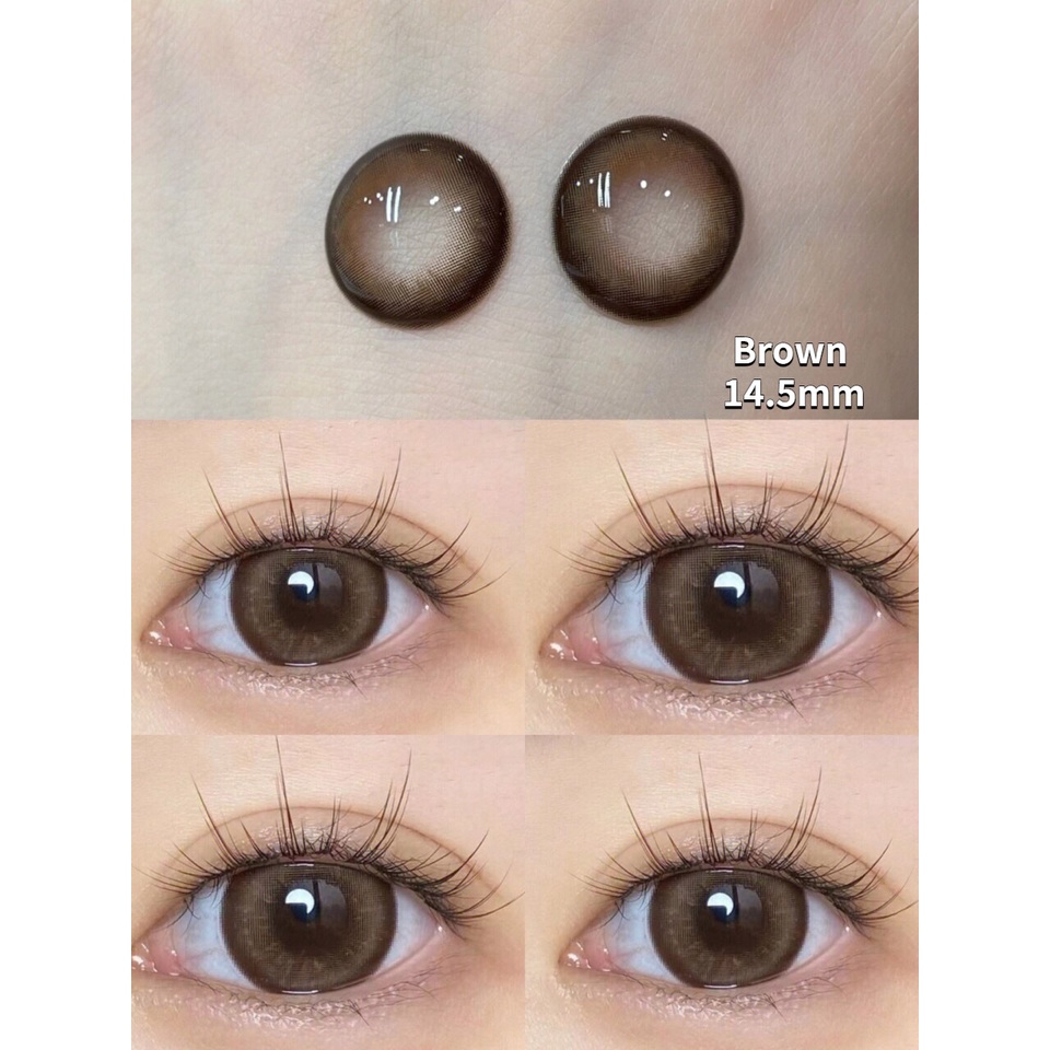 O2Girl Flagship Shop len 2 miếng tự nhiên ném năm nữ 14.5mm kính cận áp tròng (0.00~8.00) lens mắt màu xám nâu sinh viên không ném hàng ngày kích thước đường kính trang điểm làm đẹp sản phẩm