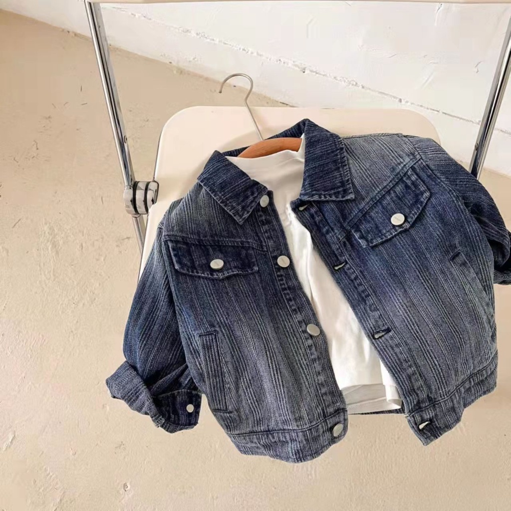 Áo Khoác Denim Thời Trang Xuân Thu 2022 Kiểu Mới Cho Bé Trai / Gái