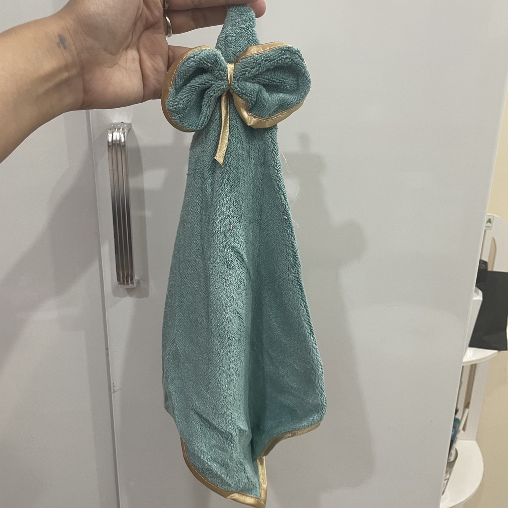 Khăn lau tay nhà bếp, khăn lau chén dĩa nơ viền vàng