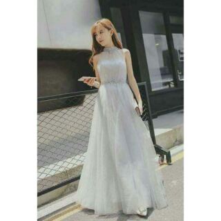 Đầm maxi cổ yếm