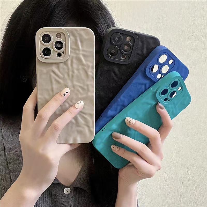 Ốp Điện Thoại Silicon Mềm Nếp Nhăn Sáng Tạo Bảo Vệ Camera Cho iphone 13 12 11 Pro Max XR X XS XSMAX 7 8 plus 3