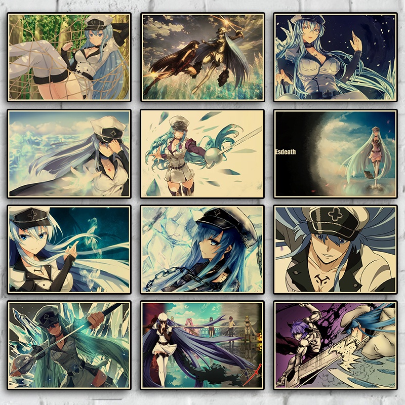 Mô Hình Nhân Vật Anime Akame ga KILL Độc Đáo Áp Phích Treo Tường Trang Trí Phòng Trẻ Em Phong Cách Retro