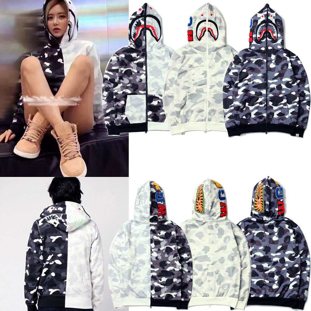 Áo Khoác Hoodie Phối Khóa Kéo Họa Tiết Rằn Ri / Cá Mập Độc Đáo Thời Trang 2019