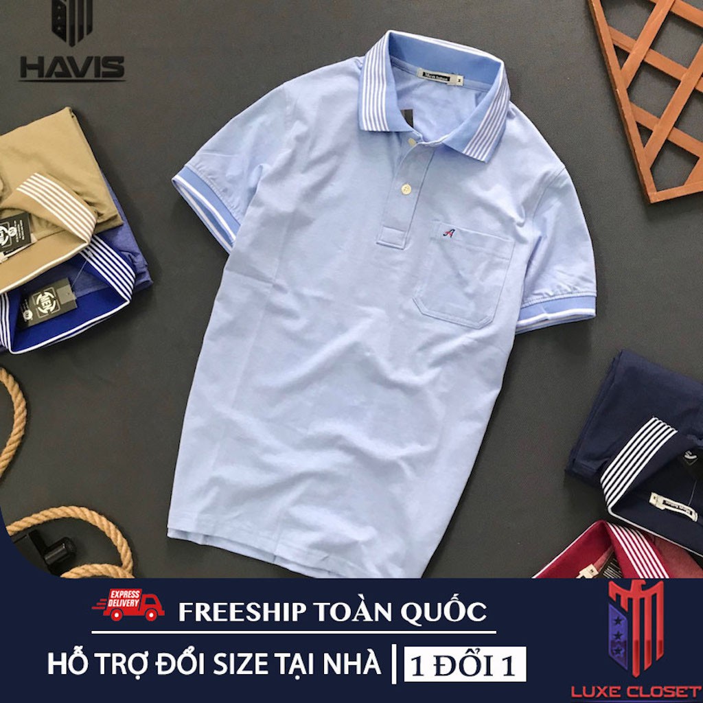 Áo nam cổ bẻ Havis phối túi và sọc cổ thời trang cao cấp ASTD063