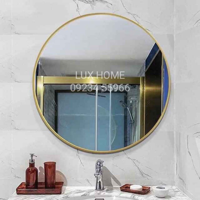 Gương Vàng Titan PVD cao cấp, Tròn D60cm, Sus 304 siêu sang bà bền bỉ. Làm gương trang trí, lavabo | Giá Xưởng LUXHOME