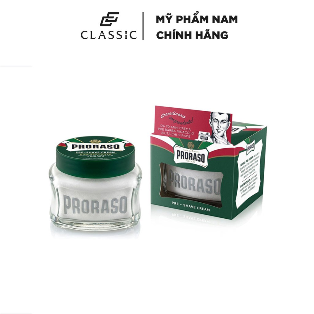 Dưỡng Làm Mềm Râu Proraso Pre-Shave Cream Eucalyptus &amp; Menthol (Green)