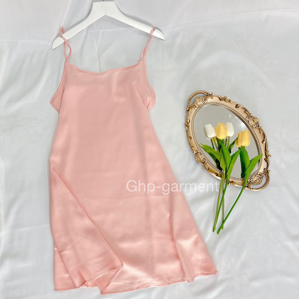 Đầm lụa ngủ 2 dây mặc nhà , Đầm lụa mặc lót bên trong váy mỏng GHP-Garment