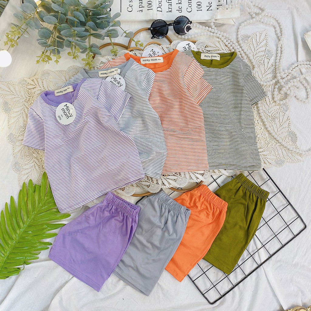 Bộ đồ cộc tay minky mom  cho bé trai bé gái